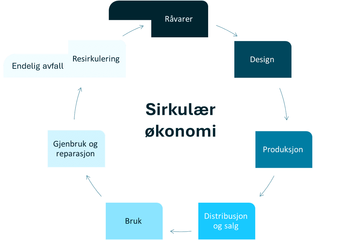 Circular Economy: Raw materials, Design, Production, Distribution and sales, Use, Reuse and repair, Recycling – Final waste